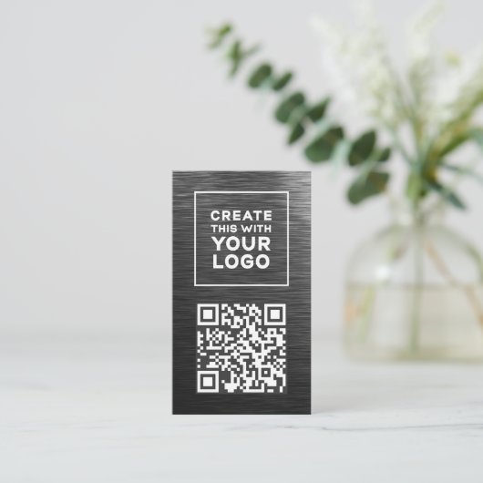 QR Code Logo Metallic look Modern Verticaal Visitekaartje (Staand voorkant)