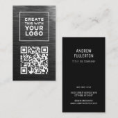 QR Code Logo Metallic look Modern Verticaal Visitekaartje (Voorkant / Achterkant)