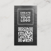 QR Code Logo Metallic look Modern Verticaal Visitekaartje (Voorkant)