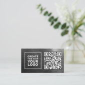 QR Code Logo Metallic look Professional Modern Visitekaartje (Staand voorkant)