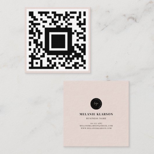 QR Code Logo minimalist Vierkante Visitekaartje (Voorkant / Achterkant)