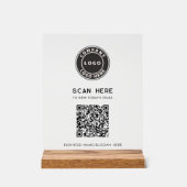 QR Code Logo Modern Contactloos Bedrijf Acryl Bord (Voorkant)