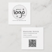 QR Code Logo Modern Eenvoudig Wit Vierkante Visitekaartje (Voorkant / Achterkant)