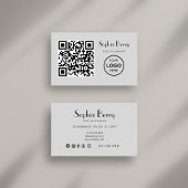 QR Code Logo Modern Minimaal Grijs Visitekaartje