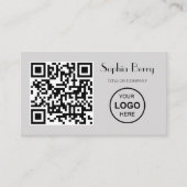 QR Code Logo Modern Minimaal Grijs Visitekaartje (Voorkant)