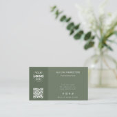 QR Code & Logo | Modern | Minimalistisch | Groen Visitekaartje (Staand voorkant)
