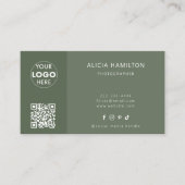 QR Code & Logo | Modern | Minimalistisch | Groen Visitekaartje (Voorkant)