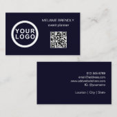 QR Code Logo Modern Minimalistisch Marine Visiteka Visitekaartje (Voorkant / Achterkant)