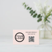 QR Code Logo Modern Minimalistisch Roze Visitekaar Visitekaartje (Staand voorkant)