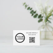 QR Code Logo Modern Minimalistisch Wit Visitekaart Visitekaartje (Staand voorkant)