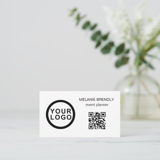 QR Code Logo Modern Minimalistisch Wit Visitekaart Visitekaartje (Staand voorkant)