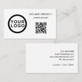 QR Code Logo Modern Minimalistisch Wit Visitekaart Visitekaartje (Voorkant / Achterkant)