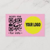 QR-code logo modern roze geel zakelijk Visitekaartje (Voorkant)