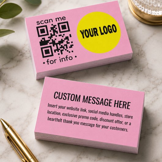 QR-code logo modern roze geel zakelijk Visitekaartje