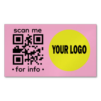 QR-code logo modern roze zwart zakelijk bewerkbaar Magnetisch Visitekaartje