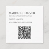 QR Code Logo Modern Simple Blush Vierkante Visitekaartje (Achterkant)