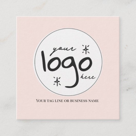 QR Code Logo Modern Simple Blush Vierkante Visitekaartje (Voorkant)