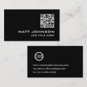 QR-code | Logo Modern Zwart Wit Visitekaartje (Voorkant / Achterkant)