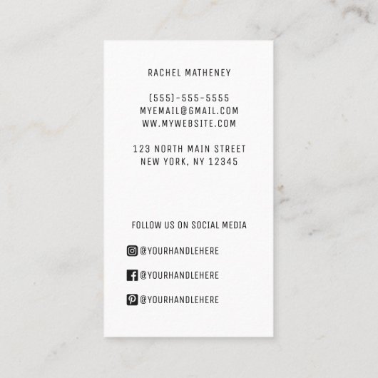 QR-code Logo Moderne, eenvoudige, witte Profession Visitekaartje (Achterkant)