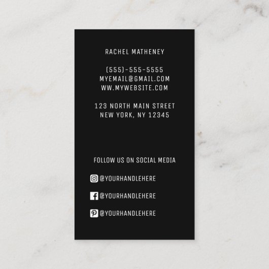 QR-code Logo Moderne, eenvoudige zwarte Profession Visitekaartje (Achterkant)