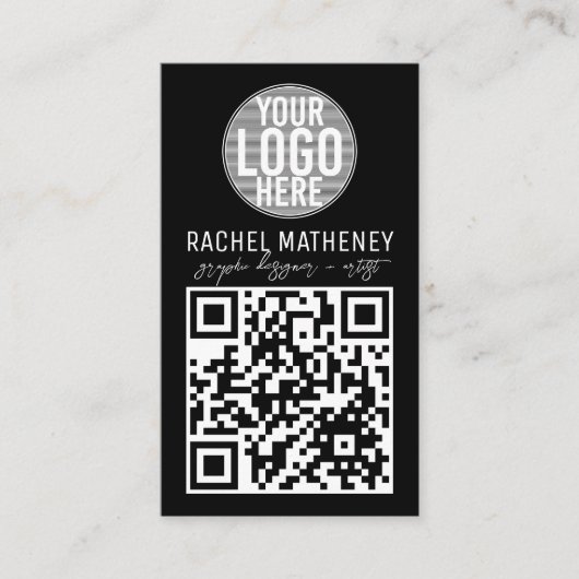 QR-code Logo Moderne, eenvoudige zwarte Profession Visitekaartje (Voorkant)