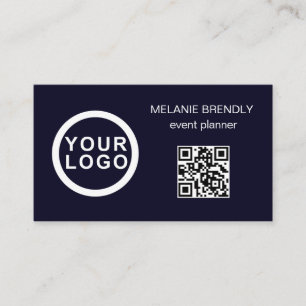 QR-code   Logo Navy Blue Visitekaartje