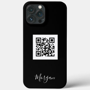 QR-code, Logo of foto, Blk Script Name, Black Case-Mate iPhone Case
