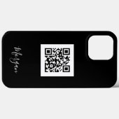 QR-code, Logo of foto, Blk Script Name, Black Case-Mate iPhone Case (Achterkant (horizontaal))