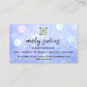 QR Code Logo Online Winkelblauw Glitter Holograaf Visitekaartje (Achterkant)