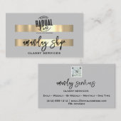 QR Code Logo Online Winkelen Gold Grey Modern Visitekaartje (Voorkant / Achterkant)