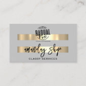 QR Code Logo Online Winkelen Gold Grey Modern Visitekaartje (Voorkant)