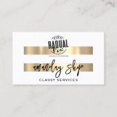 QR Code Logo Online Winkelen Gold White Modern Visitekaartje (Voorkant)