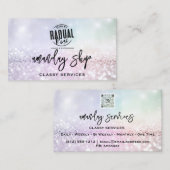 QR Code Logo Online Winkelen legant glitter Visitekaartje (Voorkant / Achterkant)