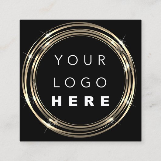 QR Code Logo Online Winkelen Lijst Gold Black Whit Vierkante Visitekaartje (Voorkant)