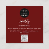 QR Code Logo Online Winkelen Lijst Gold Bourgogne Vierkante Visitekaartje (Achterkant)