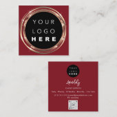 QR Code Logo Online Winkelen Lijst Gold Bourgogne Vierkante Visitekaartje (Voorkant / Achterkant)