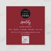 QR Code Logo Online Winkelen Lijst Gold Bourgogne Vierkante Visitekaartje (Achterkant)