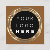 QR Code Logo Online Winkelen Lijst Gold Brown Wink Vierkante Visitekaartje (Voorkant)