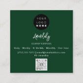 QR Code Logo Online Winkelen Lijst Gold Green Vierkante Visitekaartje (Achterkant)