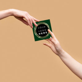 QR Code Logo Online Winkelen Lijst Gold Green Vierkante Visitekaartje