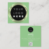 QR Code Logo Online Winkelen Lijst Gold Oranje win Vierkante Visitekaartje (Voorkant / Achterkant)