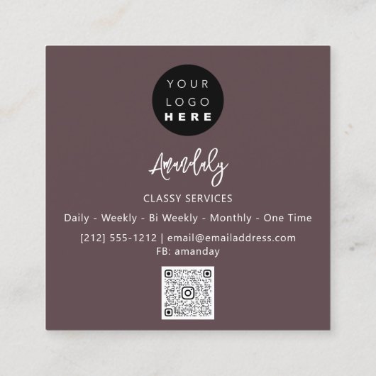 QR Code Logo Online Winkelen Lijst Gold Roos Bistr Vierkante Visitekaartje (Achterkant)