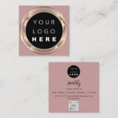 QR Code Logo Online Winkelen Lijst Gold Roos Vierkante Visitekaartje (Voorkant / Achterkant)