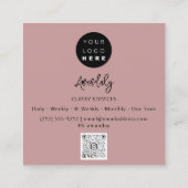 QR Code Logo Online Winkelen Lijst Gold Roos Vierkante Visitekaartje (Achterkant)