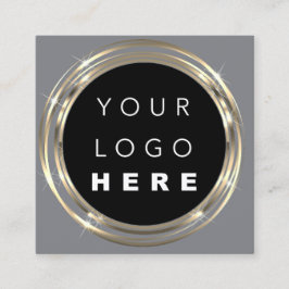 QR Code Logo Online Winkelen Lijst Gold Vivd Grey Vierkante Visitekaartje