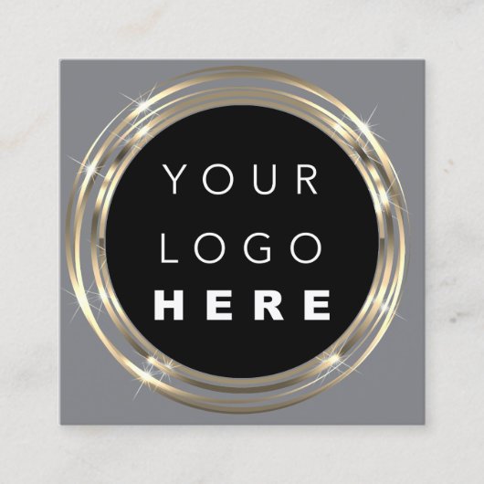 QR Code Logo Online Winkelen Lijst Gold Vivd Grey Vierkante Visitekaartje (Voorkant)