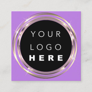 QR Code Logo Online Winkelen Lijst Gold Vivd Paars Vierkante Visitekaartje