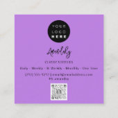 QR Code Logo Online Winkelen Lijst Gold Vivd Paars Vierkante Visitekaartje (Achterkant)
