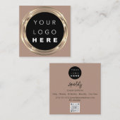 QR Code Logo Online Winkelen Lijst Gold Vivd Vierkante Visitekaartje (Voorkant / Achterkant)