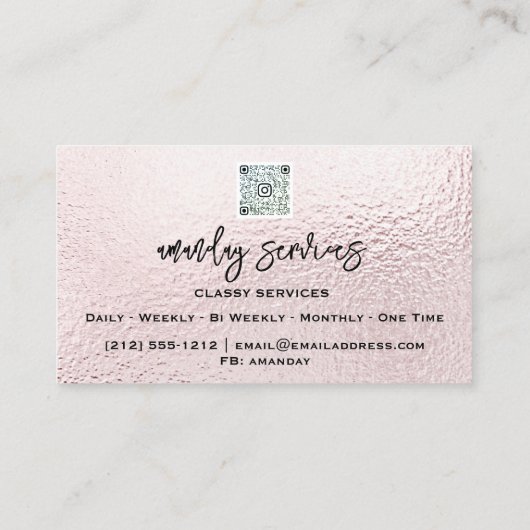 QR Code Logo Online Winkelen Metaallicht Roze Visitekaartje (Achterkant)